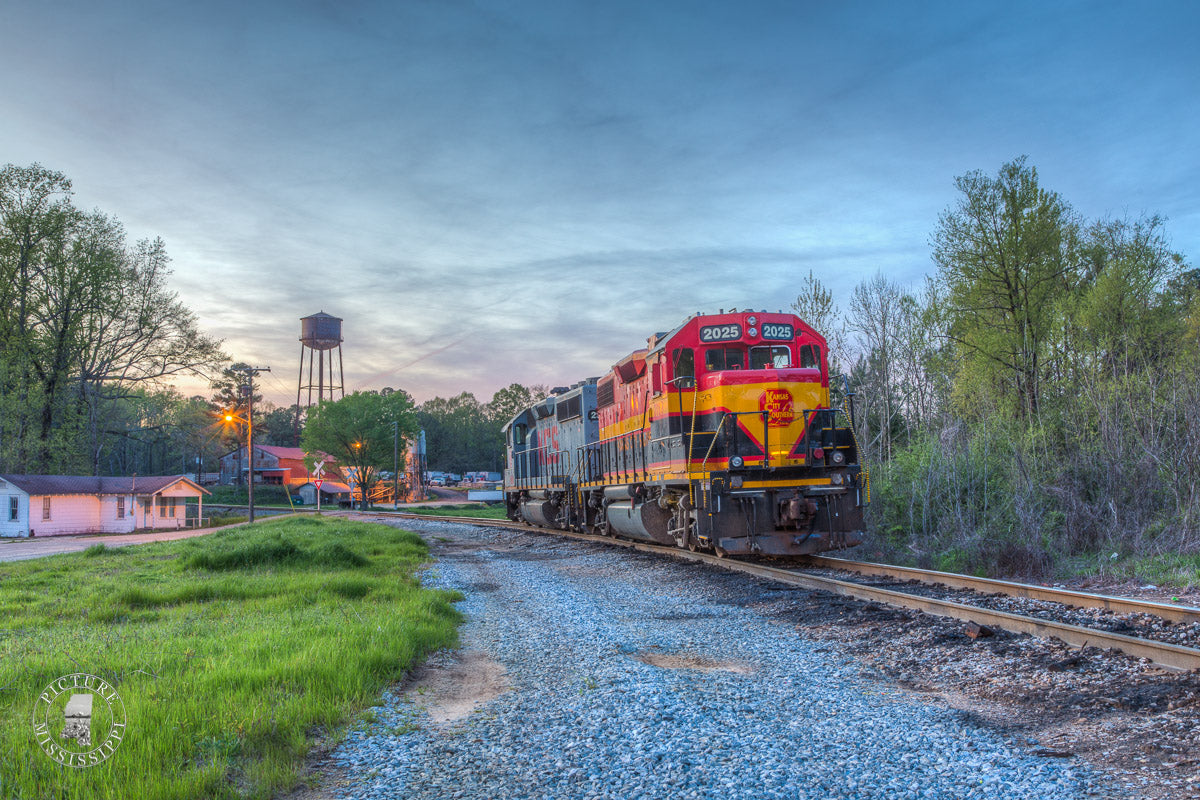 KC Southern Locomotives at Sunset
